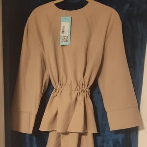 Chic Beige Peplum Top